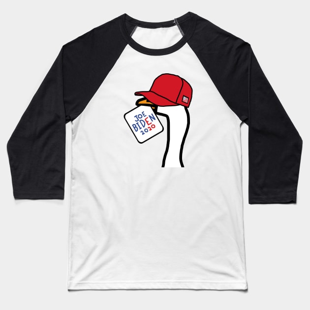 Goose Portrait in Red Hat and Joe Biden Sign Baseball T-Shirt by ellenhenryart